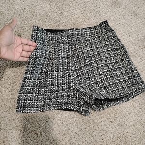 Lucca Couture Black and White Skorts with Plaid Design